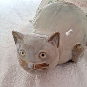 Ceramic Kitty Cat Statue Glazed Finish Porch Cat
